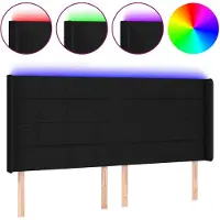 vidaXL Tête de lit LED noir 183x16x118/128 cm Tissu