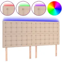 vidaXL Tête de lit LED cappuccino brun 200x5x118/128cm similicuir