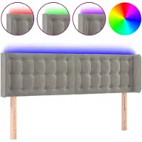 vidaXL Tête de lit LED gris clair 147x16x78/88 cm velours