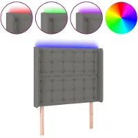 vidaXL Tête de lit LED gris foncé 83x16x118/128 cm Tissu