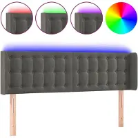 vidaXL Tête de lit LED gris foncé 147x16x78/88 cm velours
