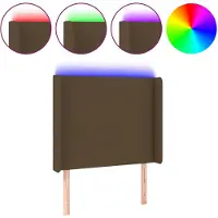 vidaXL Tête de lit LED brun foncé 83x16x118/128 cm Tissu