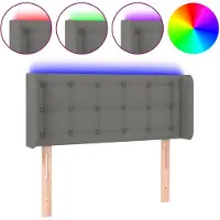 vidaXL Tête de lit LED gris foncé 93x16x78/88 cm Tissu