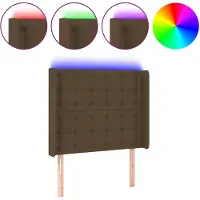 vidaXL Tête de lit LED brun foncé 83x16x118/128 cm Tissu