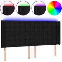 vidaXL Tête de lit LED noir 163x16x118/128 cm Tissu
