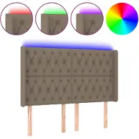 vidaXL Tête de lit LED Taupe 147x16x118/128 cm Tissu