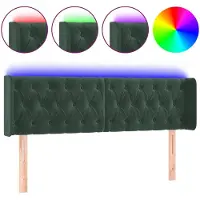 vidaXL Tête de lit LED vert foncé 163x16x78/88 cm velours