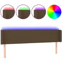 vidaXL Tête de lit LED brun foncé 183x16x78/88 cm Tissu