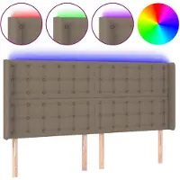 vidaXL Tête de lit LED Taupe 183x16x118/128 cm Tissu