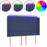 vidaXL Tête de lit LED bleue 147x16x118/128 cm Tissu