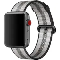 Apple Watch Bracelet de Montre en Nylon Tissé Rayé 38 mm Noir