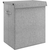 vidaXL Panier à linge pliable Gris 51x34,5x59 cm Tissu en faux lin