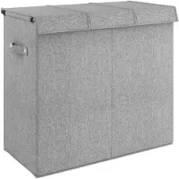 vidaXL Panier à linge pliable Gris 64,5x34,5x59 cm Tissu en faux lin