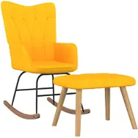 vidaXL Chaise à bascule avec tabouret Jaune moutarde Tissu