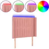 vidaXL Tête de lit LED rose 83x16x118/128 cm velours