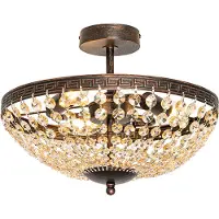 QAZQA Plafonnier classique bronze et cristal 3 lumières - Mondrian