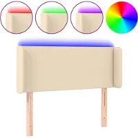 vidaXL Tête de lit LED Crème 93x16x78/88 cm Tissu