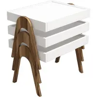 Hannah Home Ensemble de tables gigognes élégantes en noyer blanc