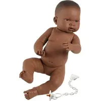 Llorens 45004 NEW BORN BABY - poupée bébé noire réaliste avec corps en vinyle - 45 cm