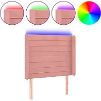 vidaXL Tête de lit LED rose 103x16x118/128 cm velours