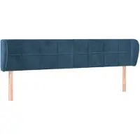 vidaXL Tête de lit avec oreilles bleu foncé 203x23x78/88 cm velours