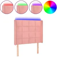 vidaXL Tête de lit LED rose 83x16x118/128 cm velours