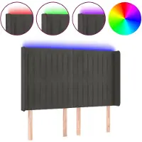 vidaXL Tête de lit LED gris foncé 147x16x118/128 cm velours