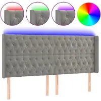 vidaXL Tête de lit LED gris clair 203x16x118/128 cm velours