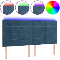 vidaXL Tête de lit LED bleu foncé 200x5x118/128 cm velours