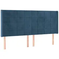 vidaXL Tête de lit avec oreilles bleu foncé 203x16x118/128 cm velours