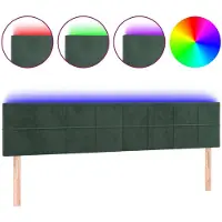 vidaXL LED Tête de lit vert foncé 200x5x78/88 cm velours
