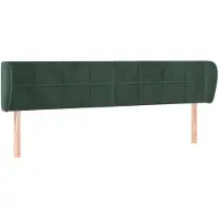 vidaXL Tête de lit avec oreilles vert foncé 203x23x78/88 cm velours