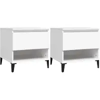 vidaXL Tables d'appoint 2 pcs Blanc 50x46x50 cm Bois d’ingénierie
