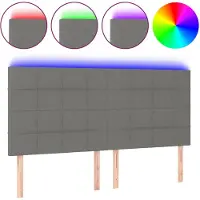 vidaXL Tête de lit LED gris foncé 160x5x118/128 cm Tissu