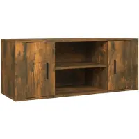 vidaXL Armoire TV chêne fumé 100x35x40 cm Bois composite