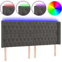 vidaXL Tête de lit LED gris foncé 183x16x118/128 cm velours