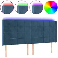 vidaXL Tête de lit LED bleu foncé 203x16x118/128 cm velours