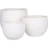 Mica Decorations 3 Cache-Pots En Papier Blanc Cassé D26