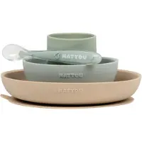 Nattou Tableware Set of 4 Pieces set de repas pour enfant Green 4 pcs