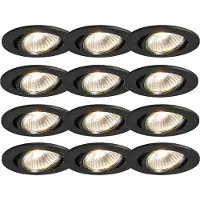 QAZQA Ensemble de 12 spots encastrés noirs orientables - Cisco