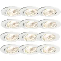 QAZQA Ensemble de 12 spots encastrés blancs orientables - Cisco