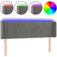 vidaXL Tête de lit LED gris clair 147x16x78/88 cm velours
