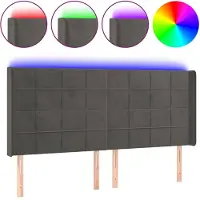 vidaXL Tête de lit LED gris foncé 203x16x118/128 cm velours