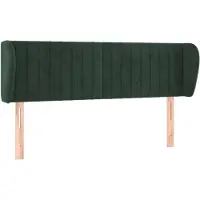 vidaXL Tête de lit avec oreilles vert foncé 147x23x78/88 cm velours