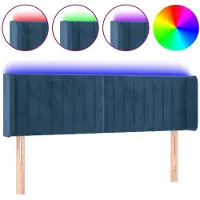 vidaXL Tête de lit LED bleu foncé 147x16x78/88 cm velours