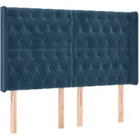 vidaXL Tête de lit avec oreilles bleu foncé 147x16x118/128 cm velours