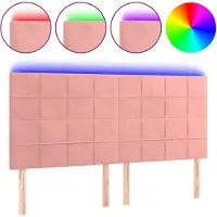 vidaXL Tête de lit LED rose 160x5x118/128 cm velours