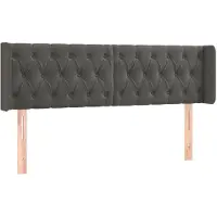 vidaXL Tête de lit avec oreilles gris foncé 147x16x78/88 cm velours