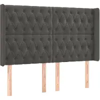 vidaXL Tête de lit avec oreilles gris foncé 163x16x118/128 cm velours