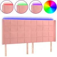 vidaXL Tête de lit LED rose 203x16x118/128 cm velours